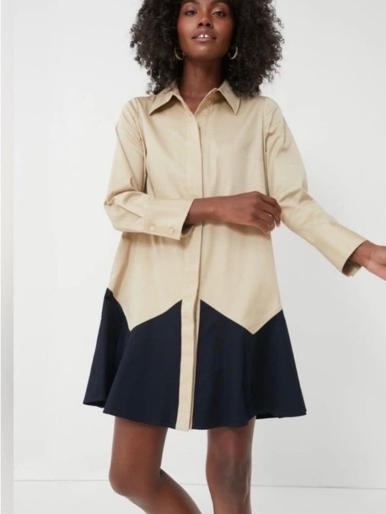 Tuckernuck Dresses & Skirts - Tuckernuck Beige and Navy Colorblock Shirt Dress